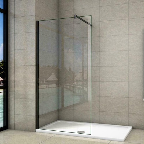 Black walk shower - walk, enclosure