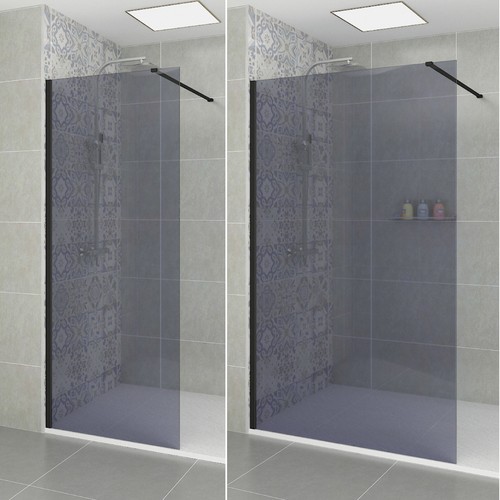 Black walk shower enclosure - walk, in