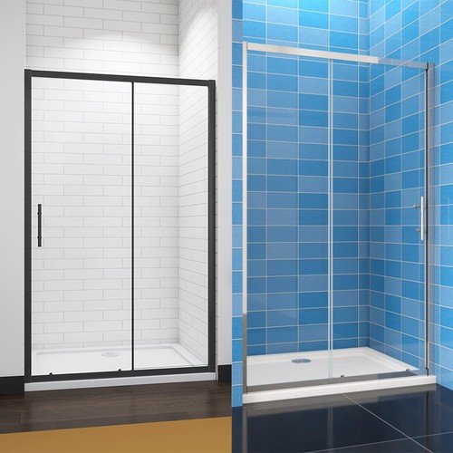 Chrome black shower enclosure - chrome/black,