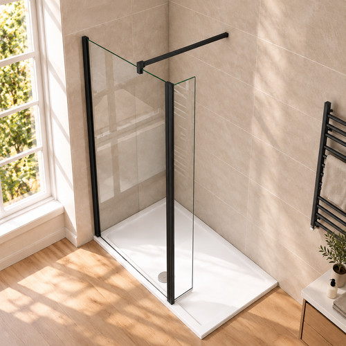 Black walk shower enclosure - black, in