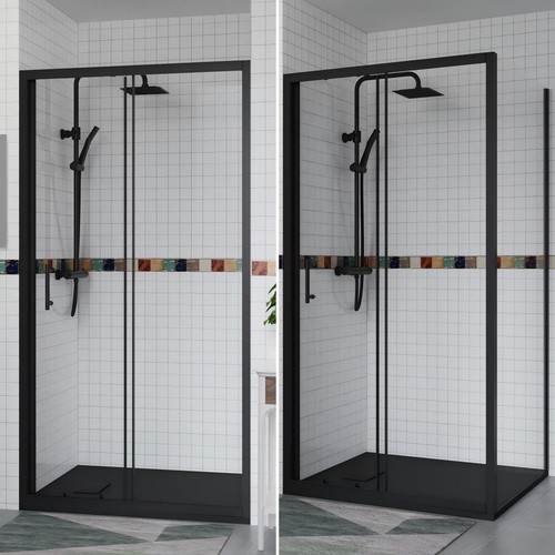Black sliding shower enclosure - black,