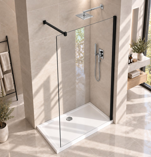 Black walk shower enclosure - walk,